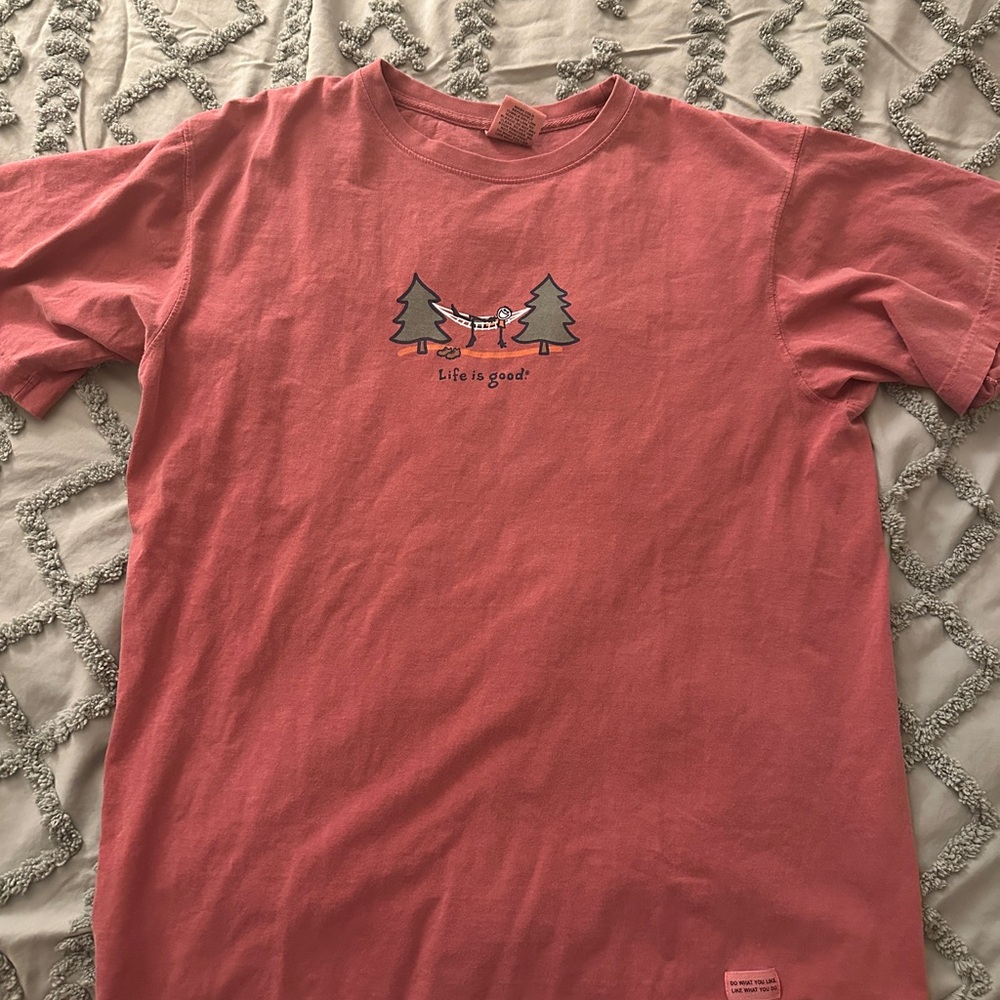 Life Is Good Pink Tee with Hammock character